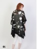 Black And White Floral Embroidery Kimono